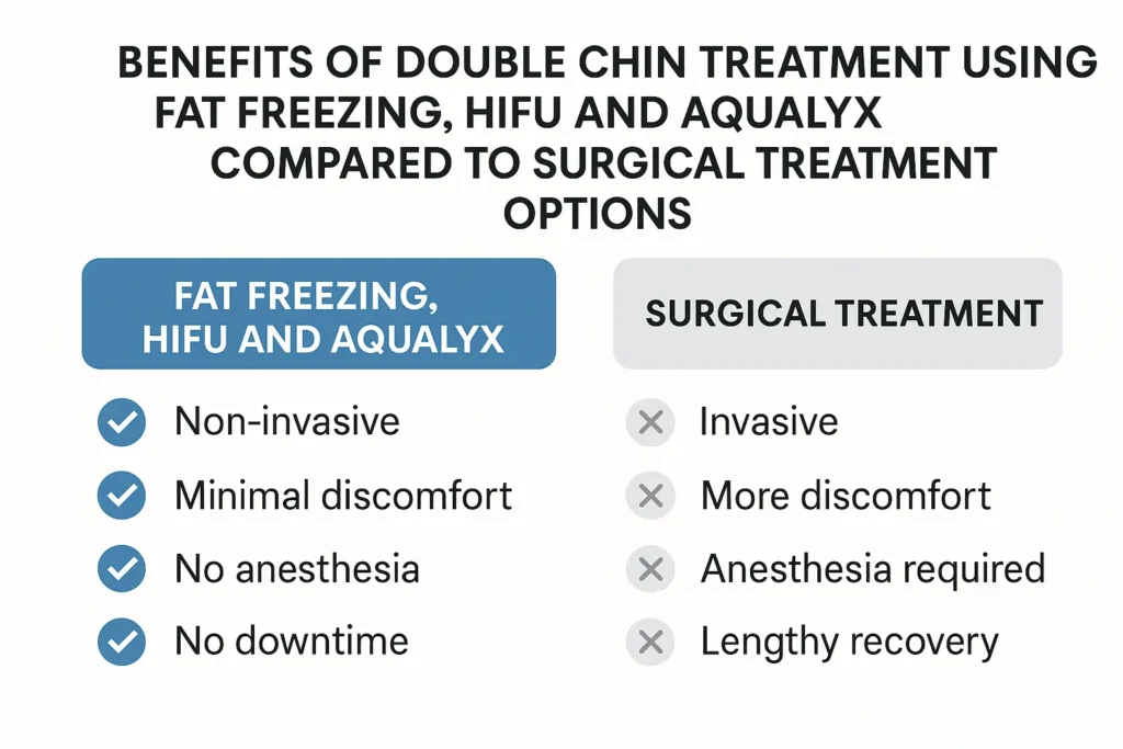 Graphic about the benefits of double chin treatment World's End - from LA LIPO