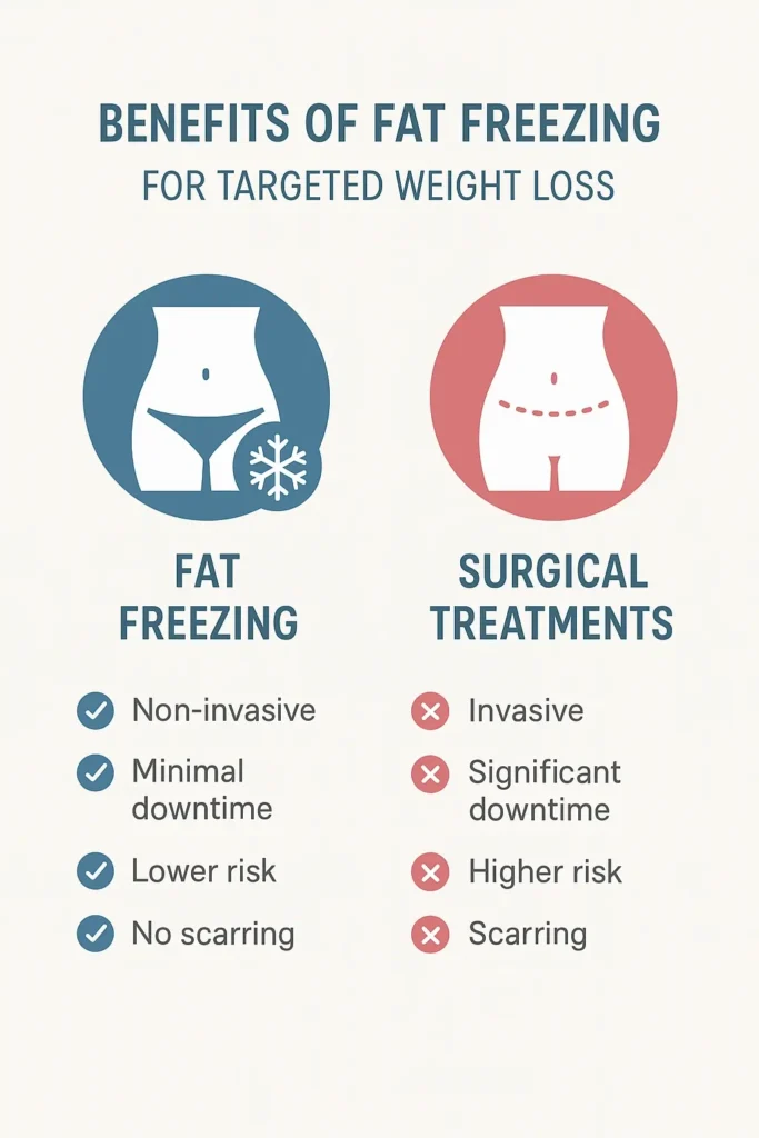 graphic showing the benefits of fat freezing World's End