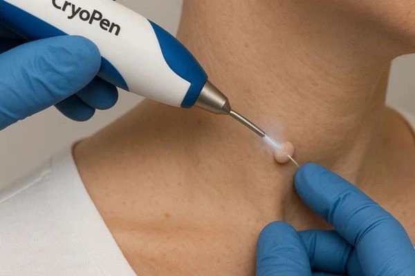Person receiving Cryotherapy skin tag removal World's End