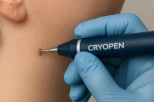 Person receiving skin tag removal World's End